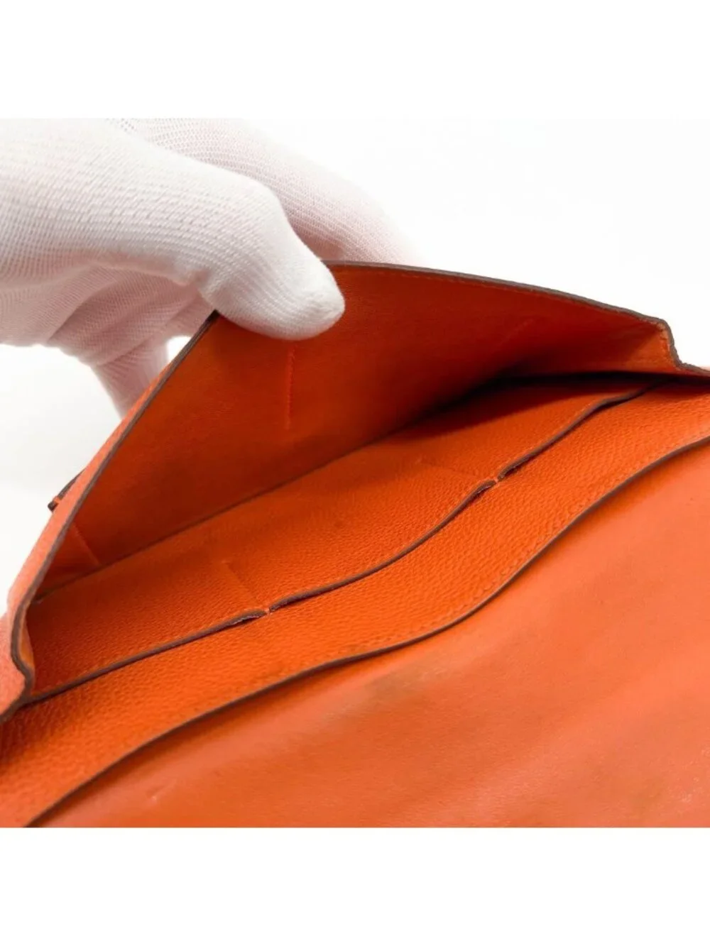 Hermes Dogon GM Duo Taurillon Clemence Orange Bifold Wallet